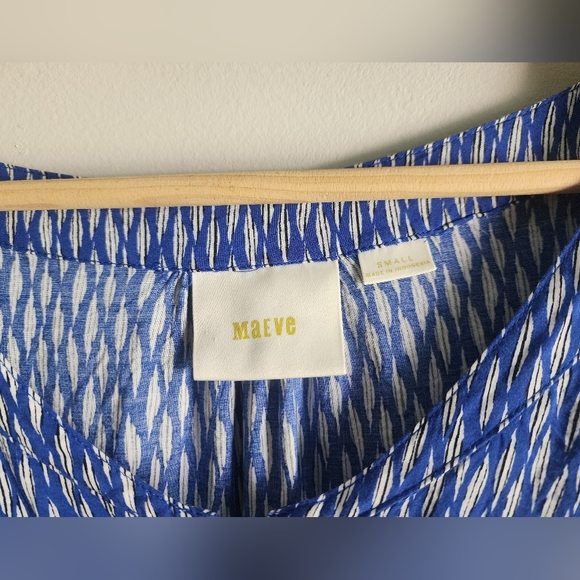 Anthropologie Maeve Lila Tunic blouse Top blue Women Sm Button Tiered Boho poet - Picture 5 of 8